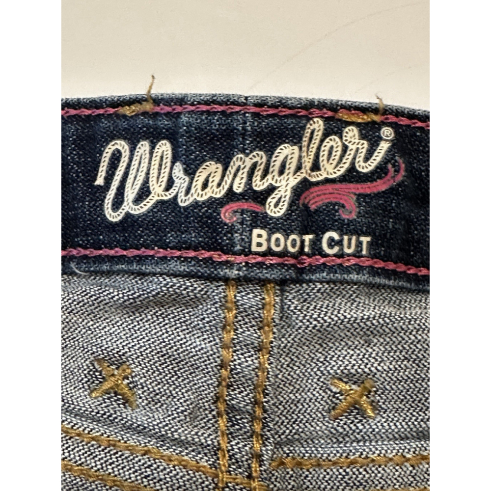 Wrangler Bootcut Jeans Raw Hem Womens 15/16 X 34 Mid-Rise Zip Distressed Denim - Picture 12 of 16